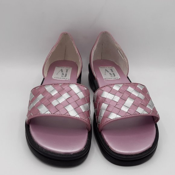 AJ VALENCI LEATHER BASKET WEAVE SANDALS - Picture 4 of 7